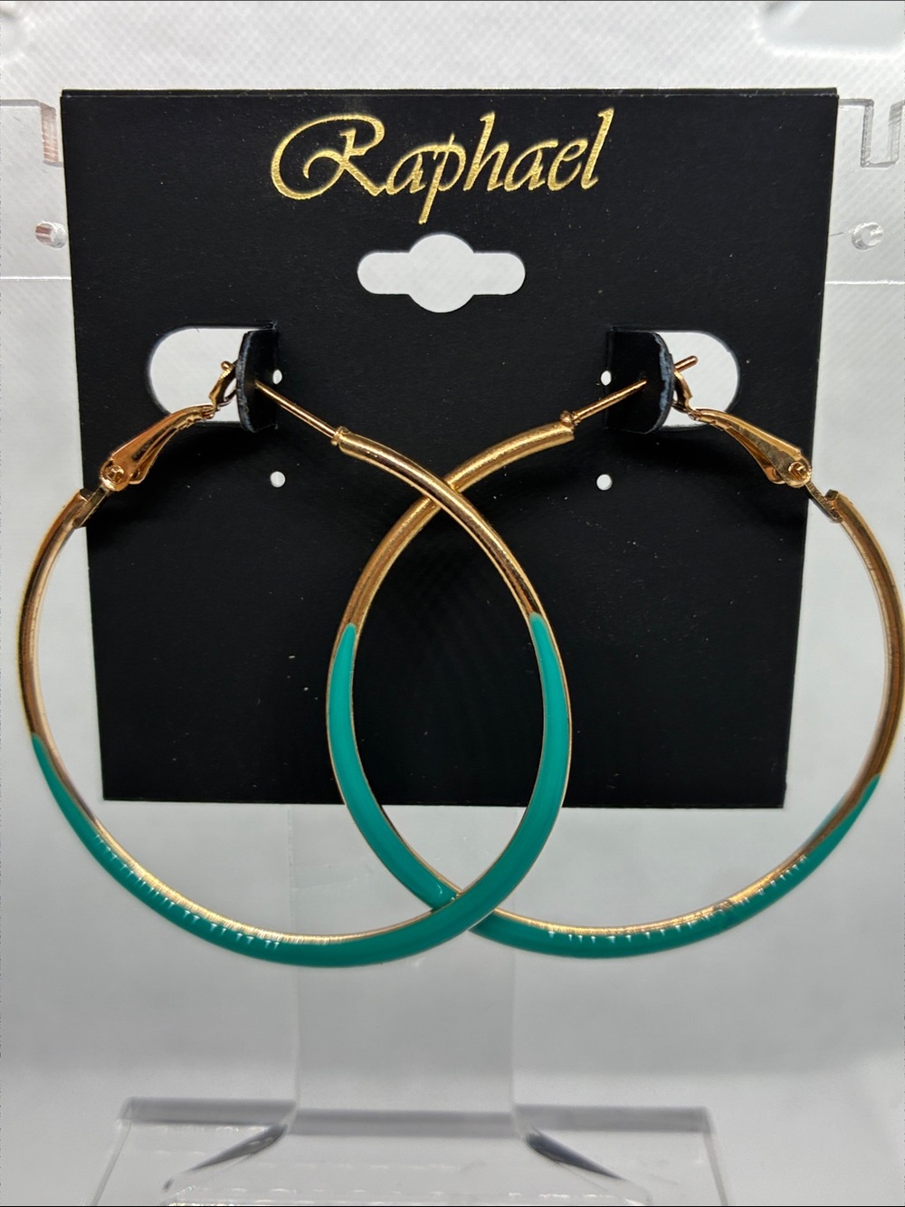3For$20 Raphael Gold-Tone Hoop Earrings with Turquoise Enamel